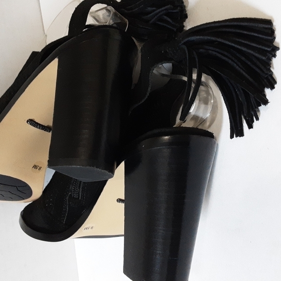 Gianni  Bini black Hadwin leather suede perforated peep toe 9.5M Casual Y2k - Picture 10 of 12